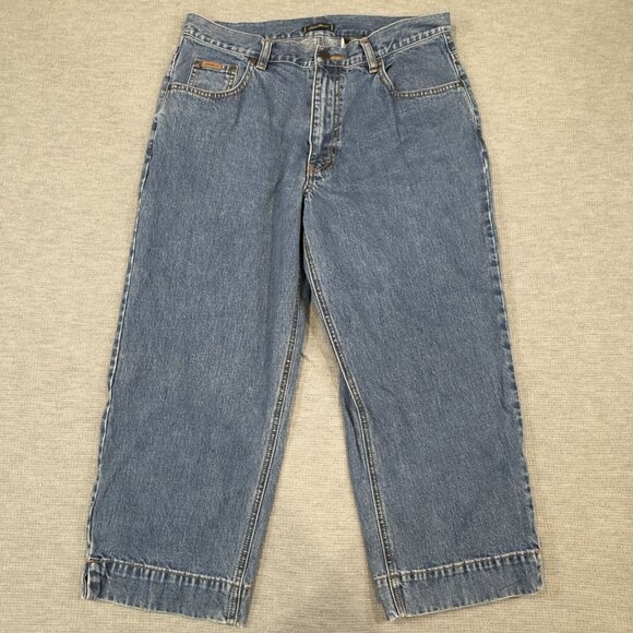 Eddie Bauer Denim - Eddie Bauer Cropped Jeans Womens Petite 12 Relaxed Fit Blue Denim 100% Cotton